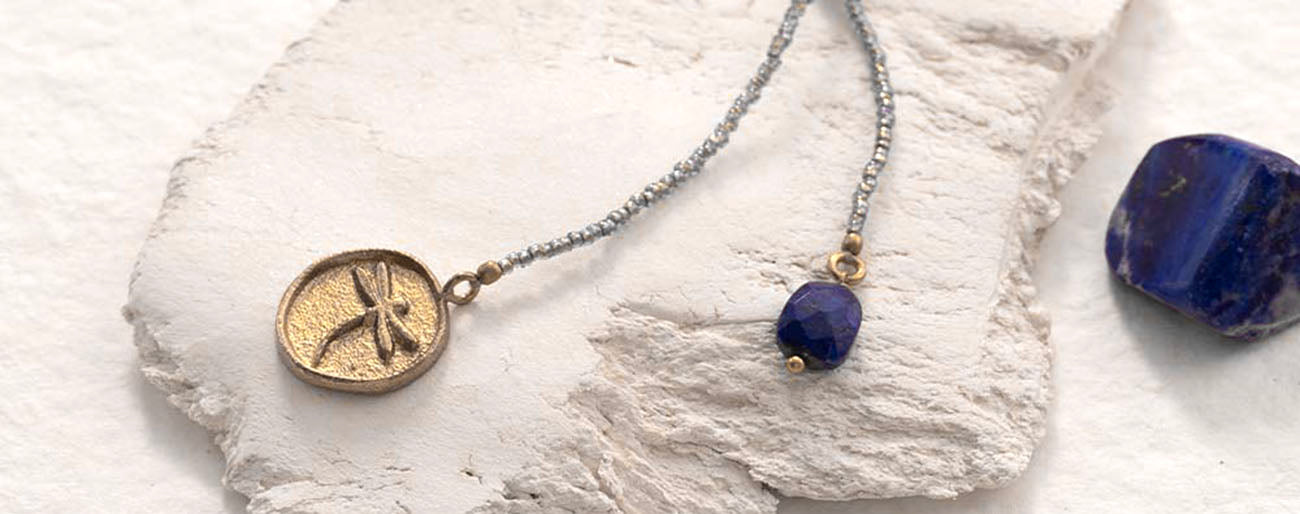 Lapis Lazuli, store Citrine and Silver Necklace with Hamsa Pendant