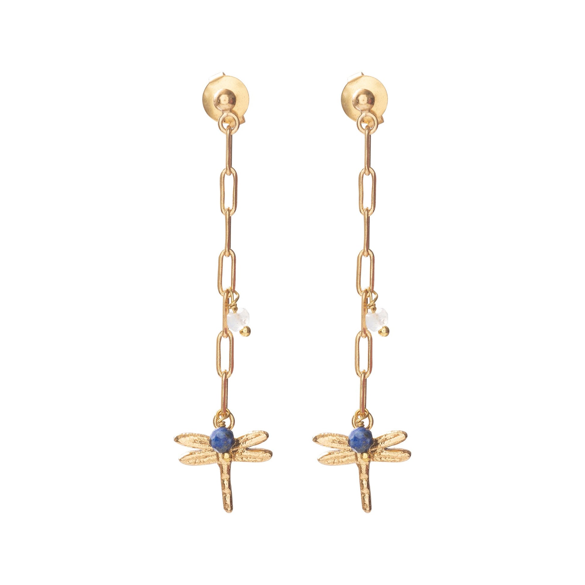 Sympathy Moonstone Lapis Lazuli Gold Plated Earrings