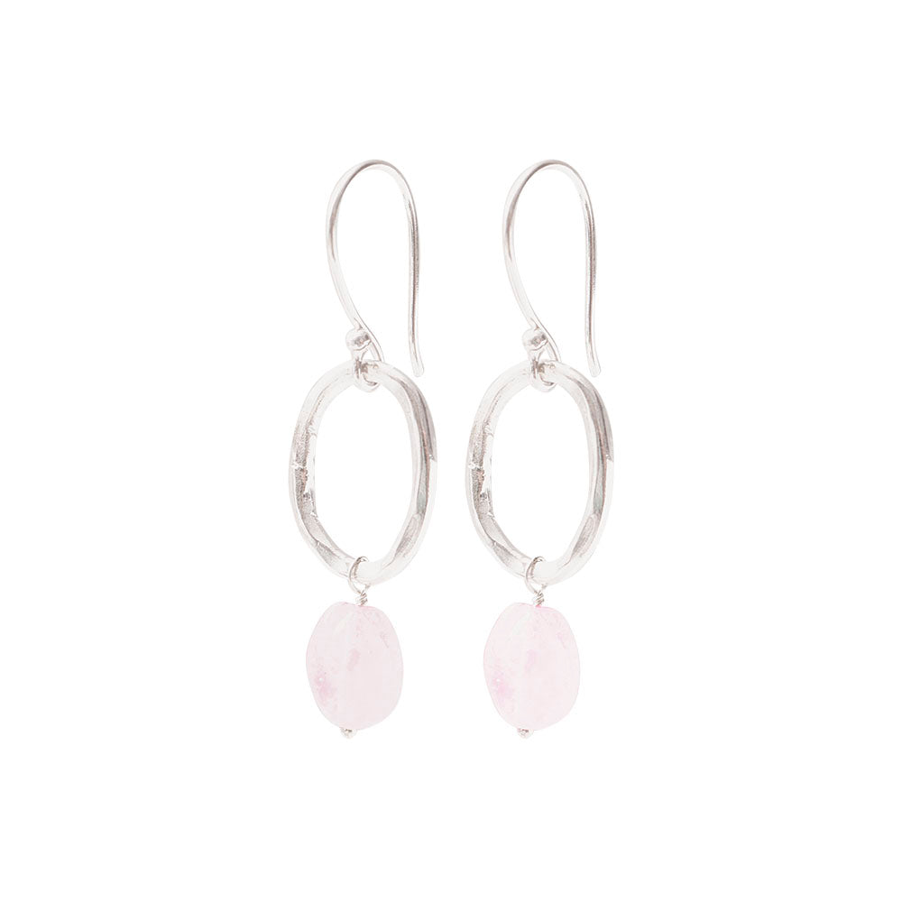 Graceful Rose Quartz Silver Plated Earrings