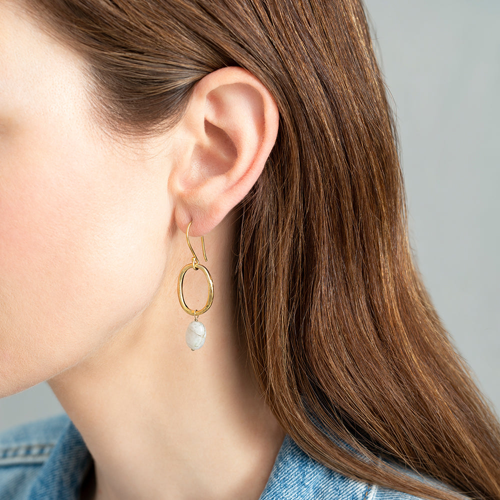 Graceful Moonstone Gold Plated Earrings