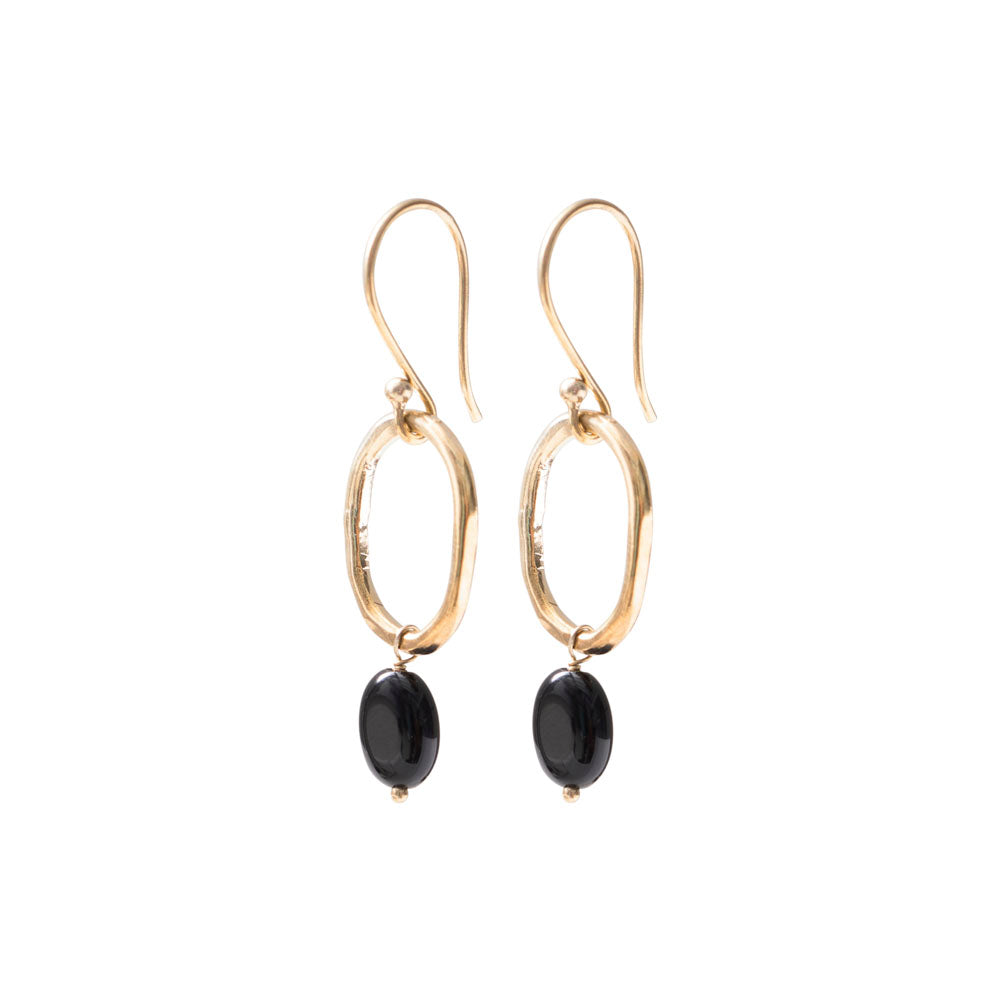 Graceful Black Onyx Gold Plated Earrings