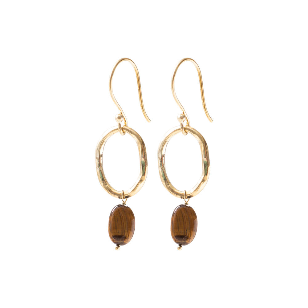 Graceful Tiger Eye Gold Plated Earrings