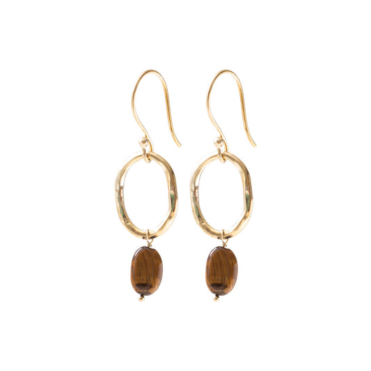 Graceful Tiger Eye Gold Plated Earrings