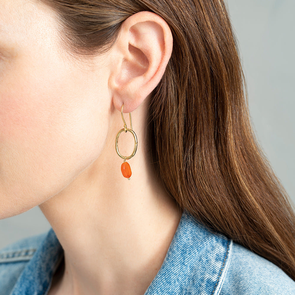 Graceful Carnelian Gold Plated Earrings