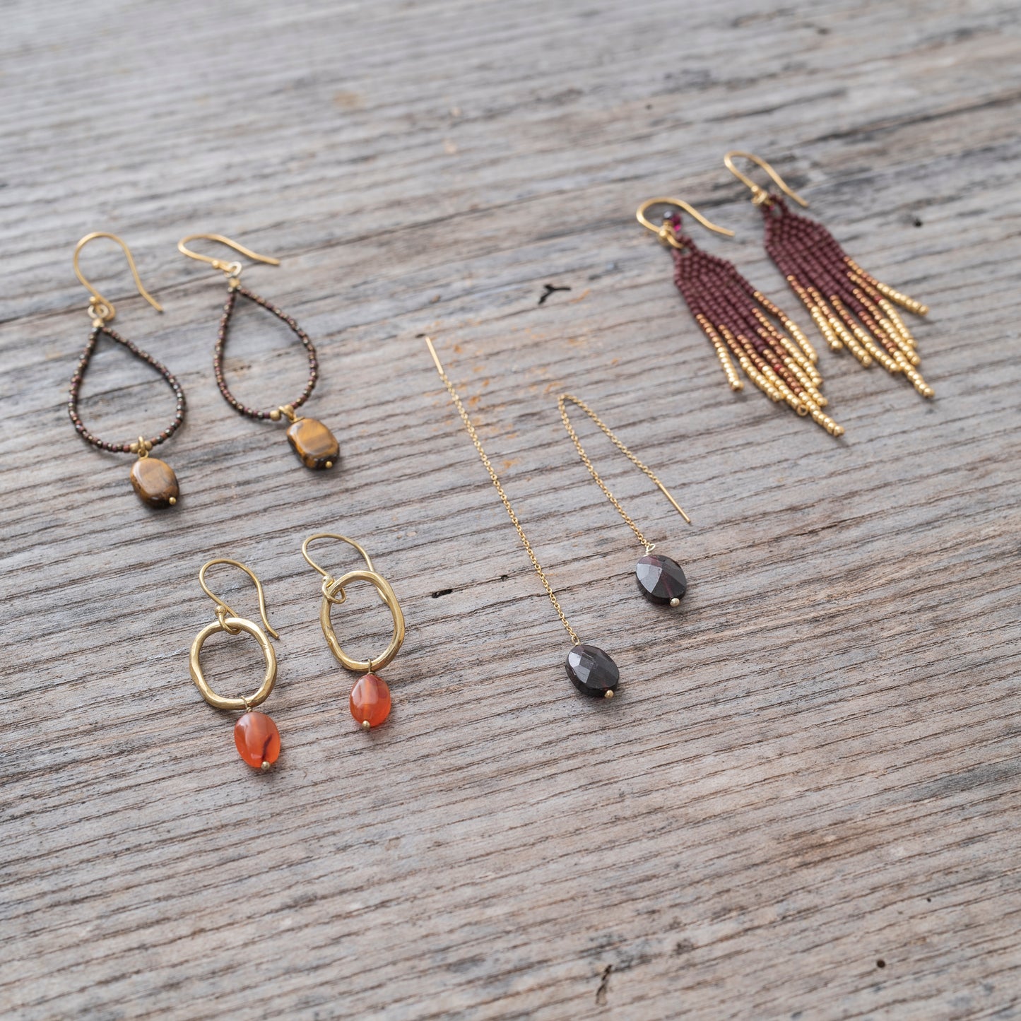 Graceful Carnelian Gold Plated Earrings