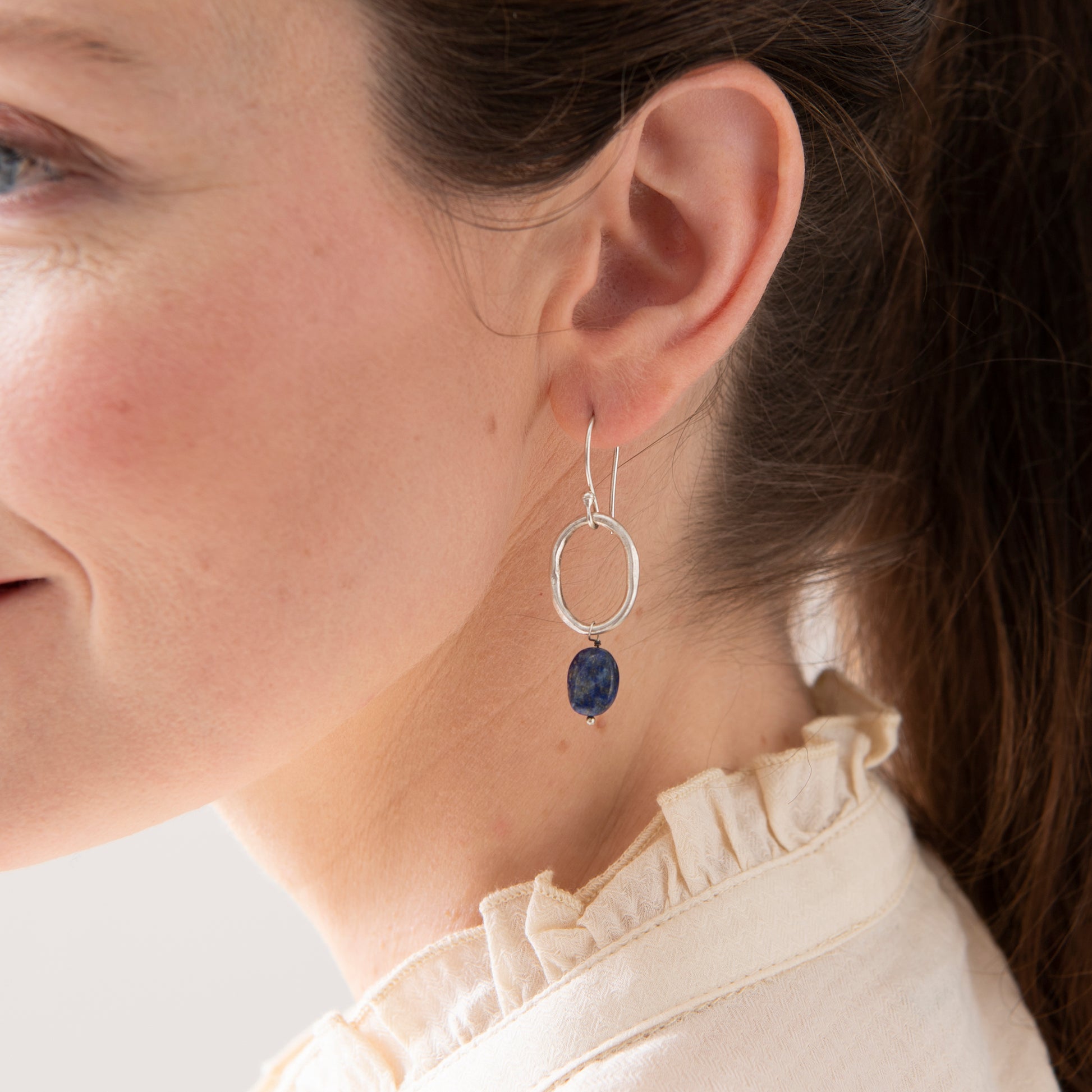 Graceful Lapis Lazuli Silver Plated Earrings