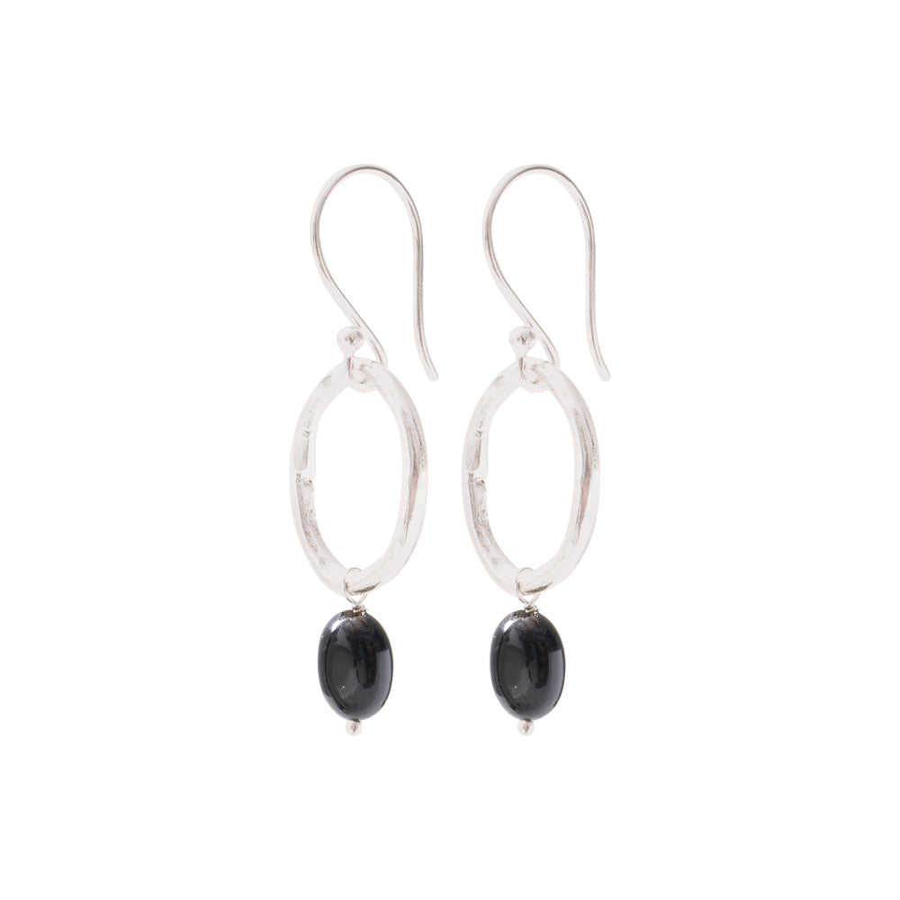 Graceful Black Onyx Silver Plated Earrings