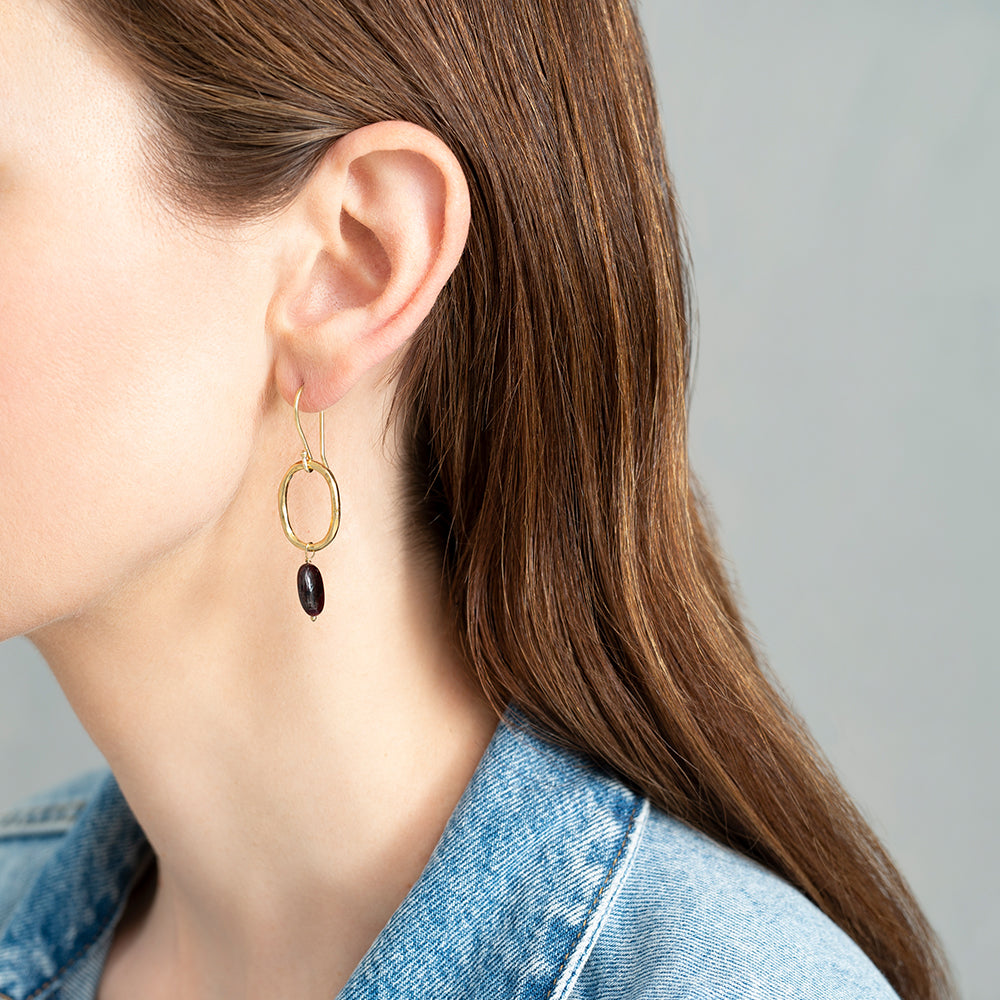 Graceful Garnet Gold Plated Earrings