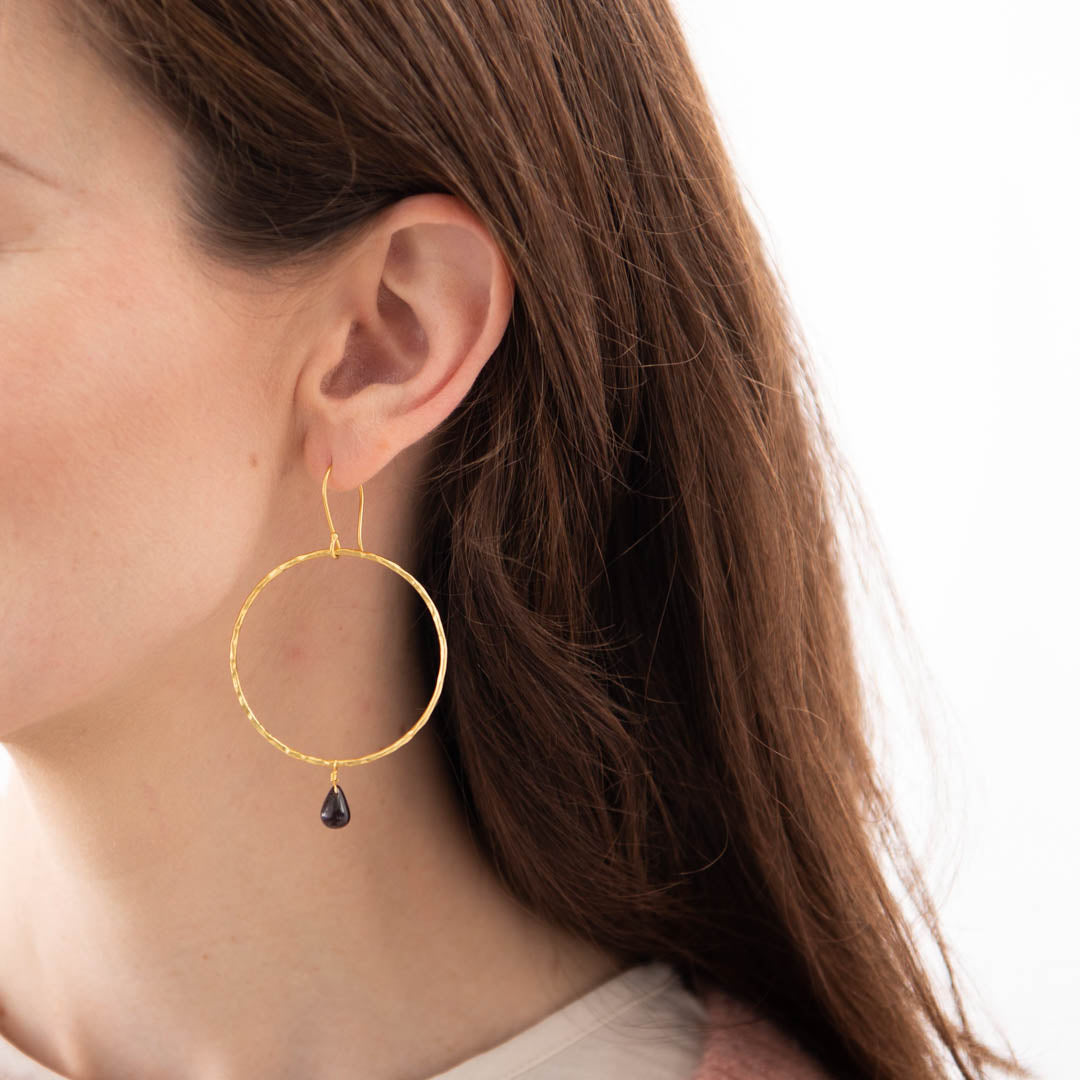 Embrace Garnet Gold Earrings