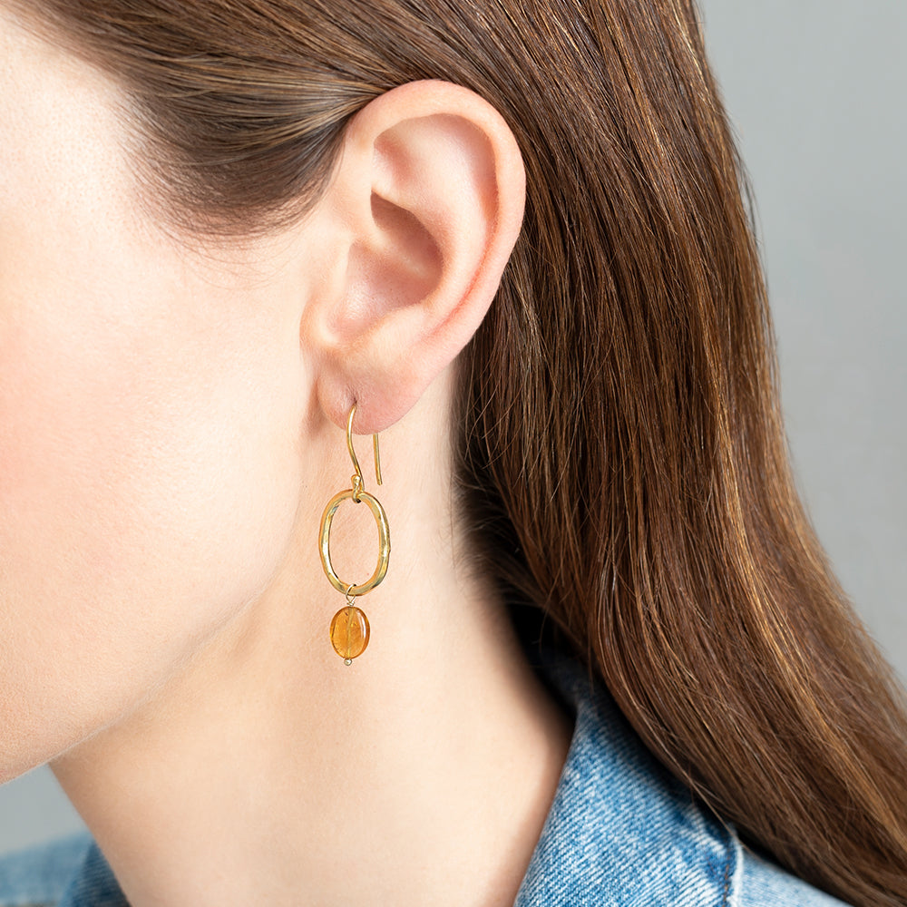 Graceful Citrine Gold Plated Earrings