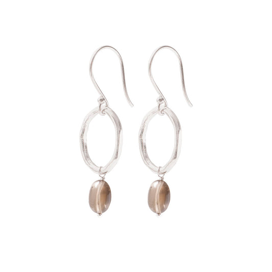 Graceful Smokey Quartz Silver Plated Earrings