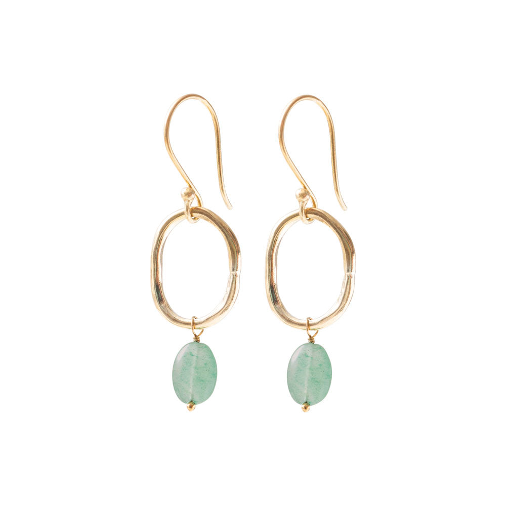 Graceful Aventurine Gold Plated Earrings