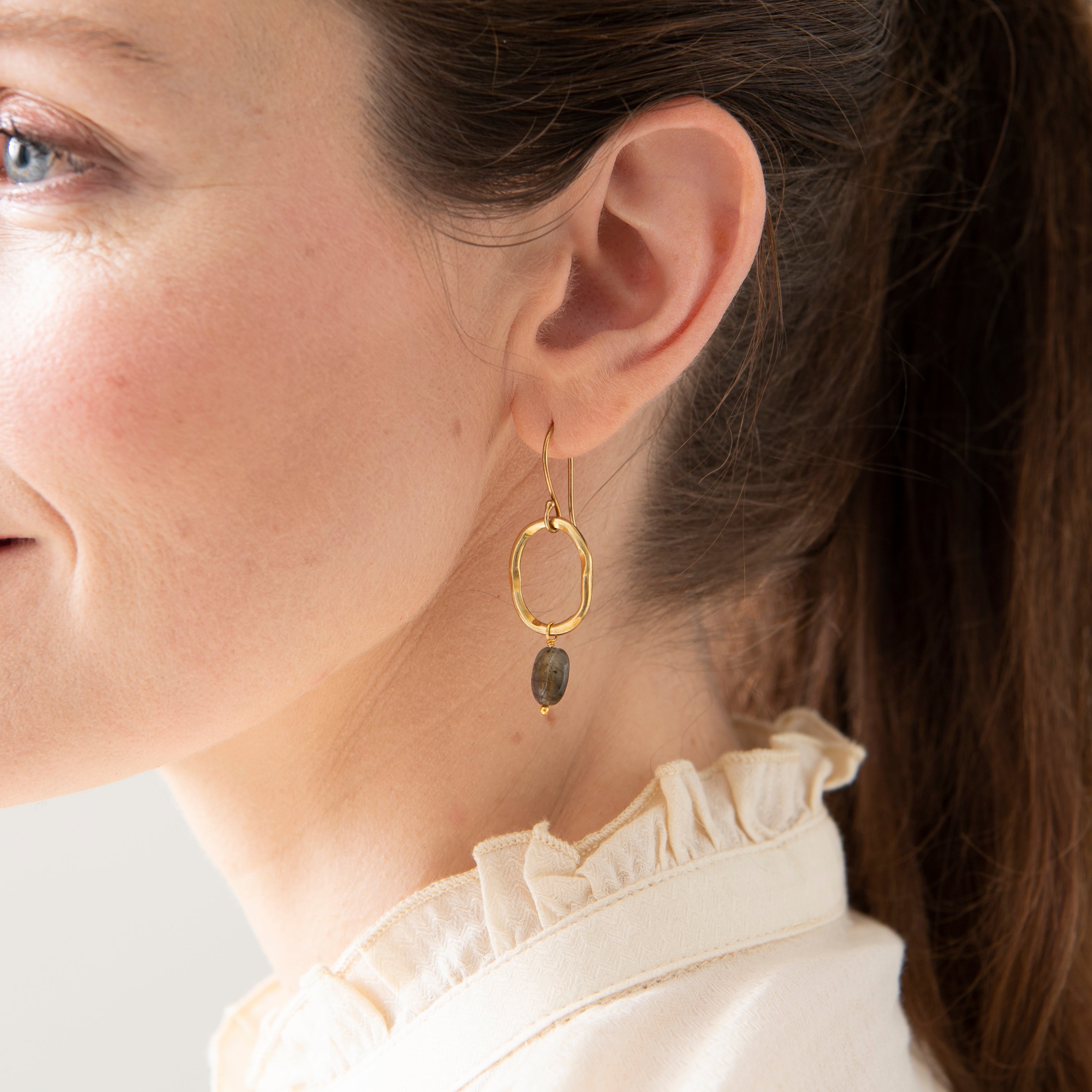 Graceful Labradorite Gold Plated Earrings