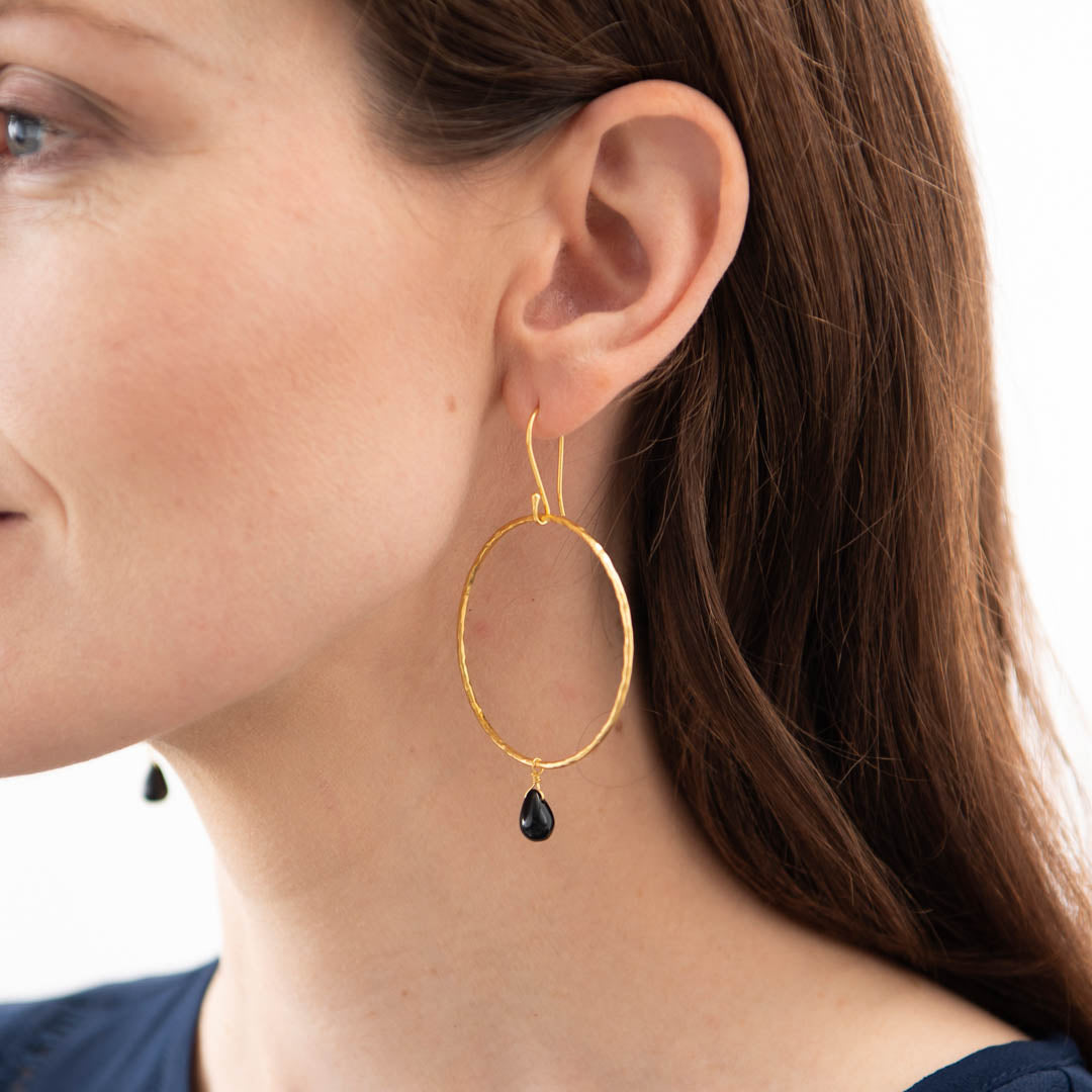 Embrace Black Onyx Gold Earrings