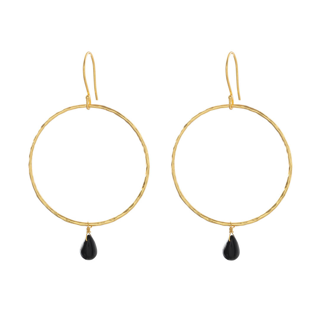 Embrace Black Onyx Gold Earrings