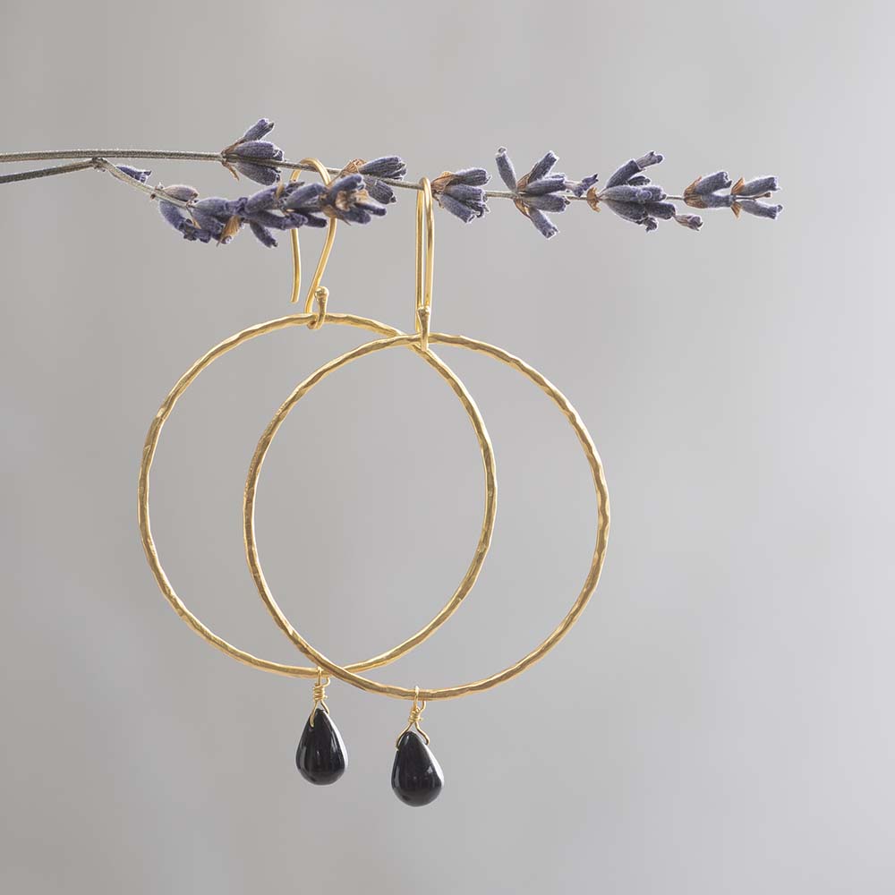 Embrace Black Onyx Gold Earrings