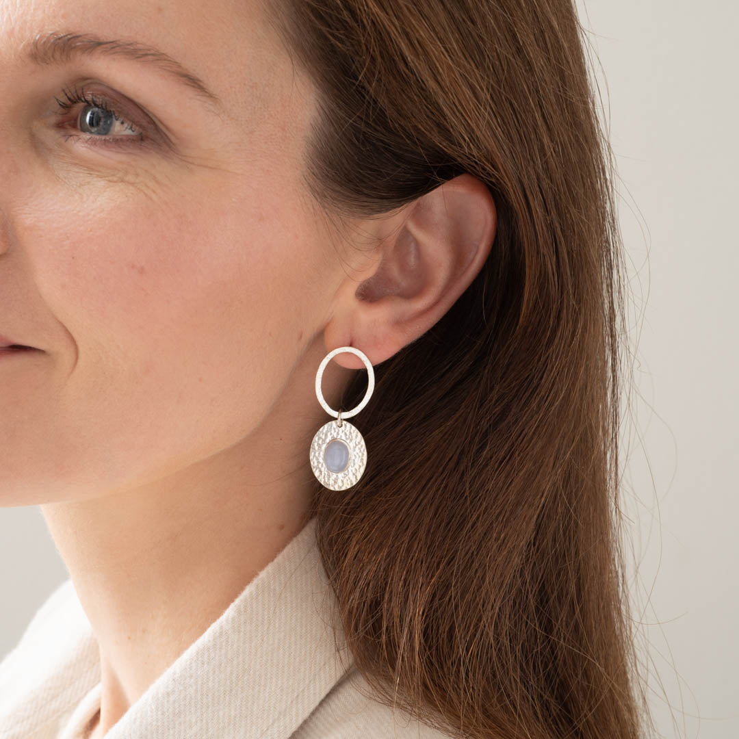 Thankful Blue Lace Agate Silver Earrings