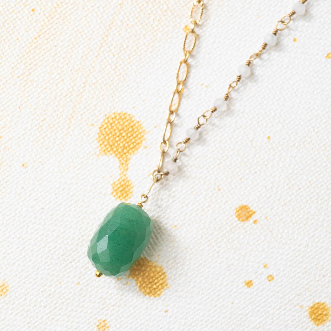 Celebration Moonstone Aventurine Gold Necklace