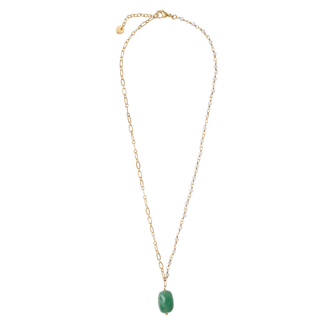 Celebration Moonstone Aventurine Gold Necklace