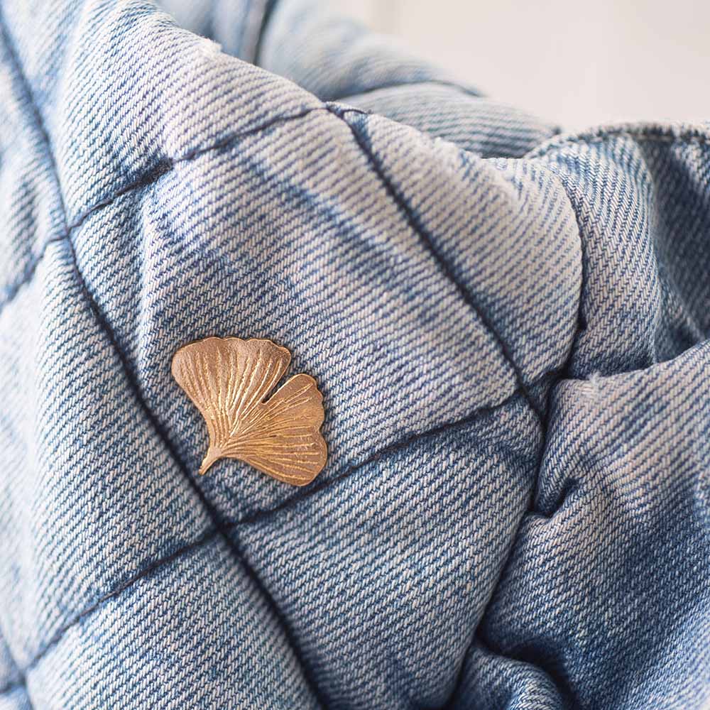 Brooch Ginkgo Leaf Gold Plated