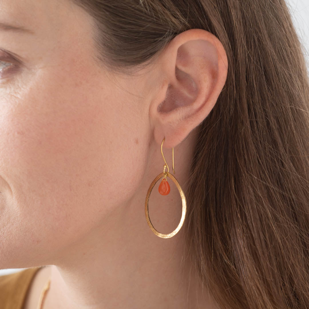 Powerful Carnelian Gold Plated Earrings