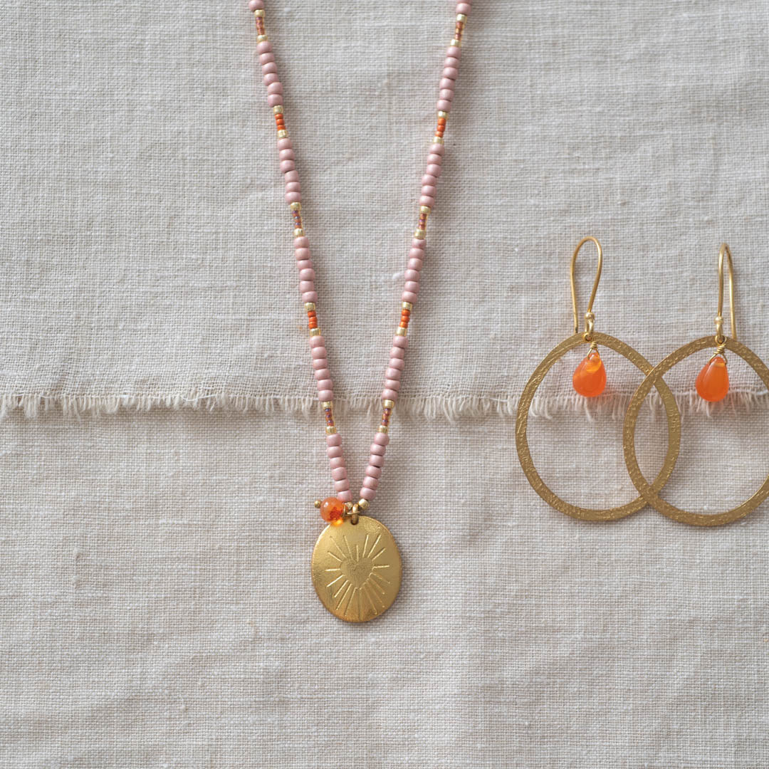 Powerful Carnelian Gold Plated Earrings