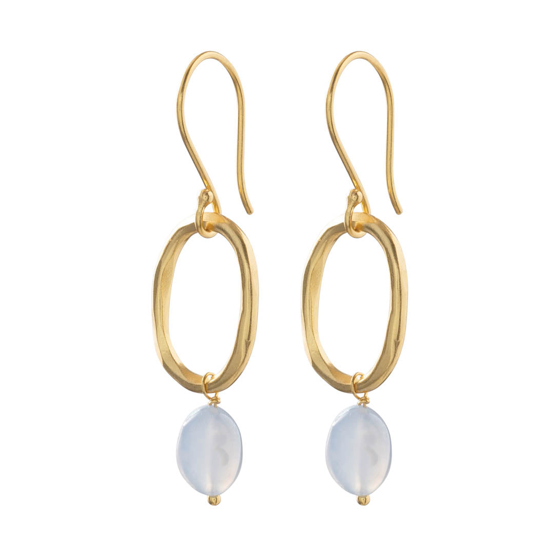 Graceful Blue Lace Agate Gold Plated Earrings