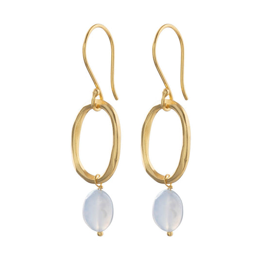 Graceful Blue Lace Agate Gold Plated Earrings