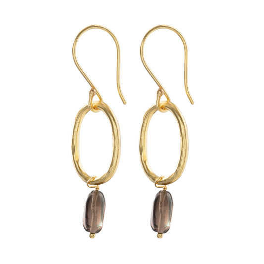 Graceful Smokey Quartz Gold Plated Earrings