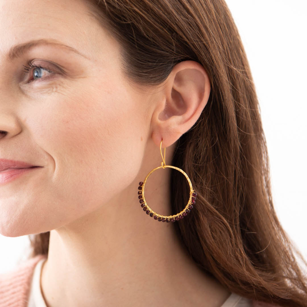 Kindness Garnet Gold Earrings