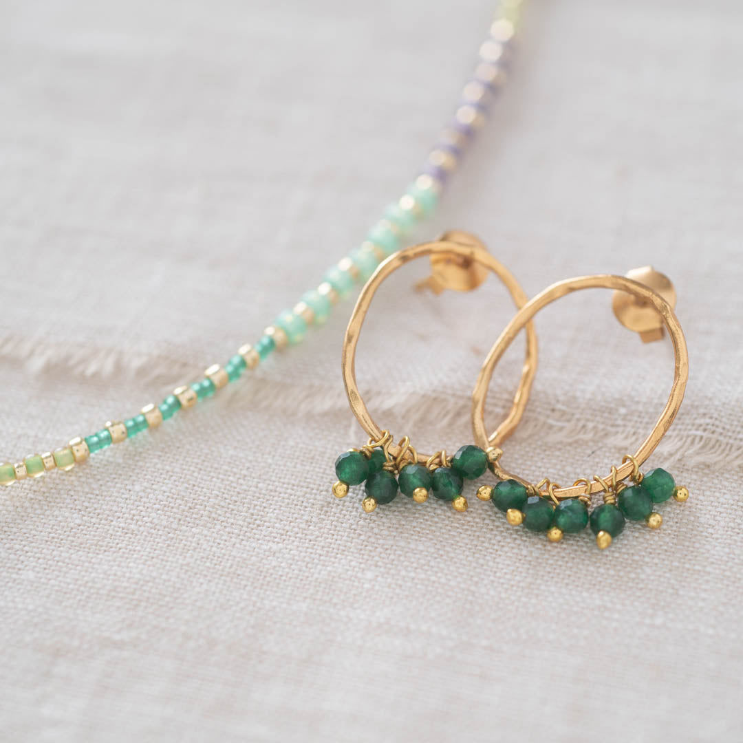 Serenity Aventurine Gold Plated Earrings