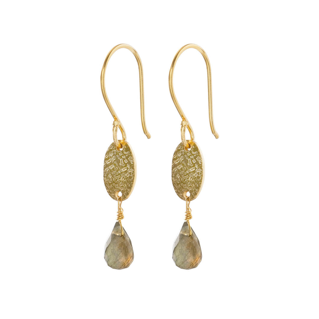 Hopeful Labradorite Gold Earrings