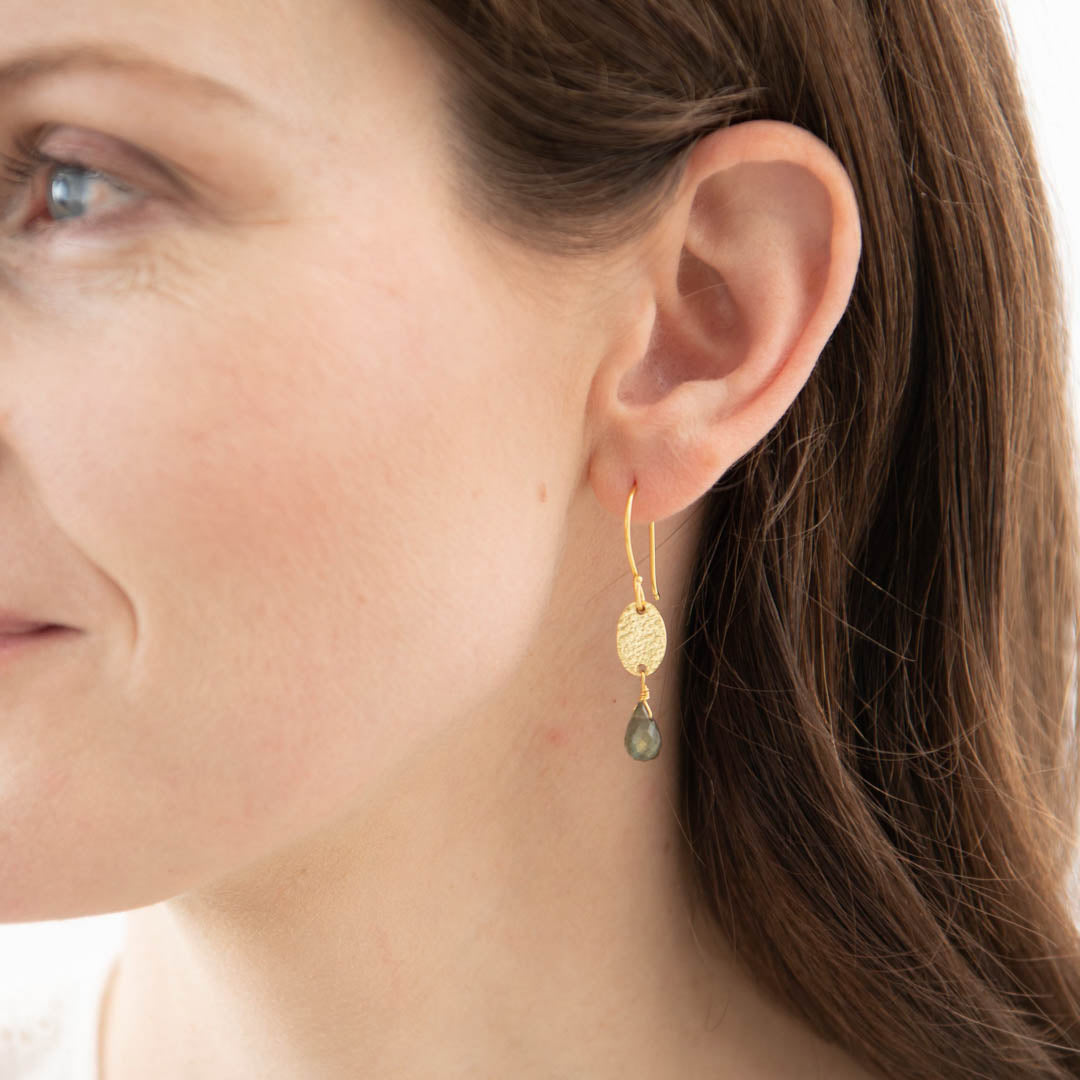 Hopeful Labradorite Gold Earrings