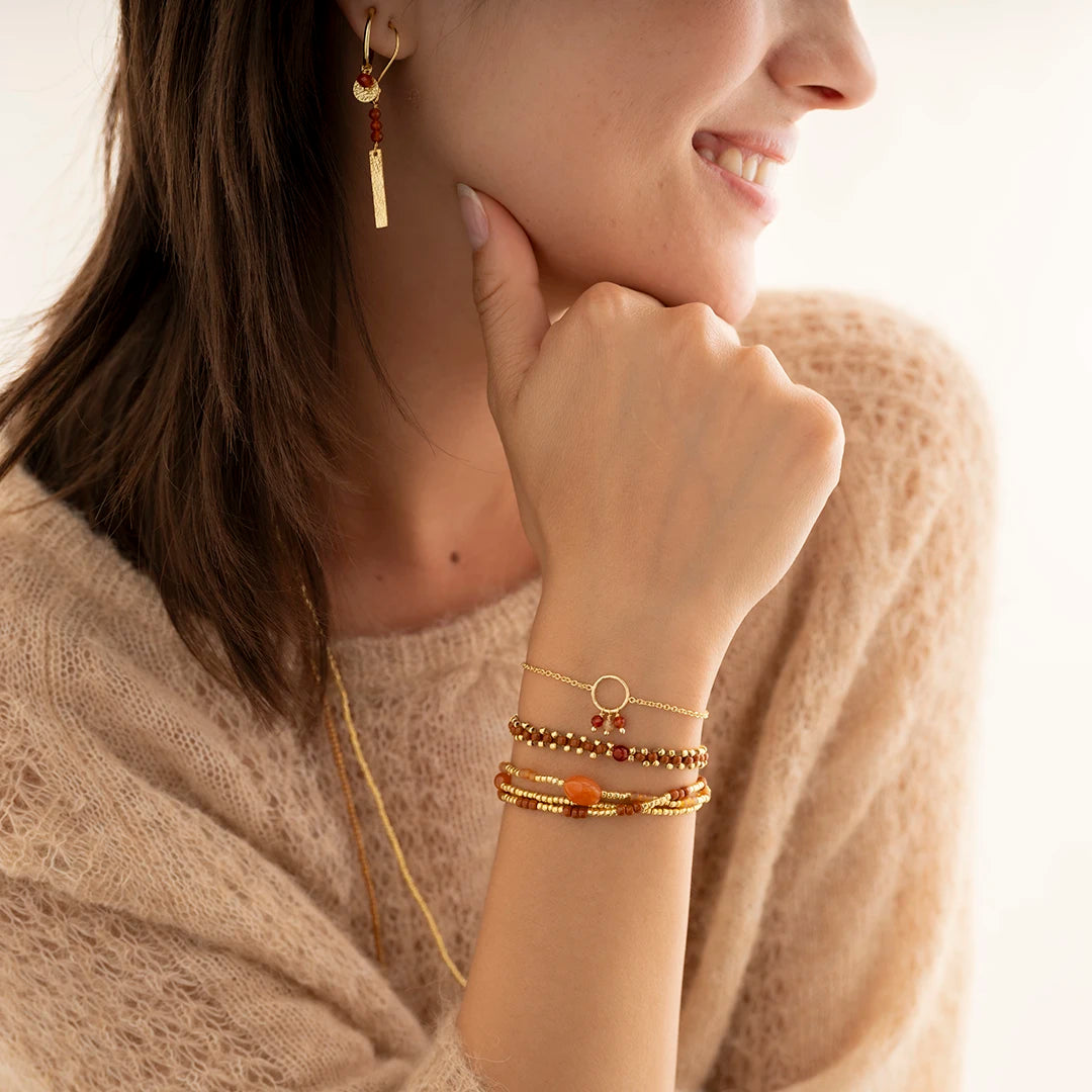 Careful Carnelian Citrine Bracelet Gold Plated