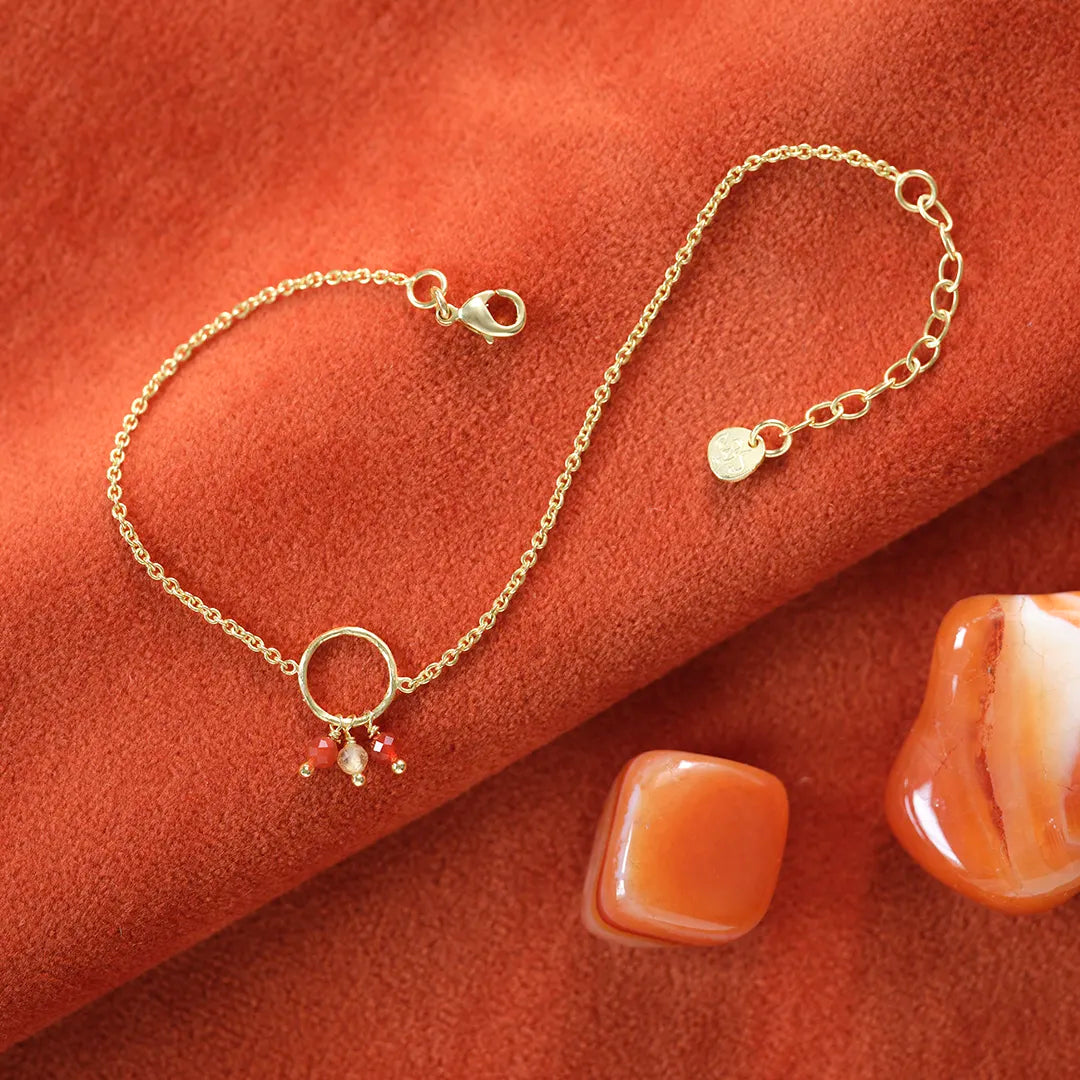 Careful Carnelian Citrine Bracelet Gold Plated