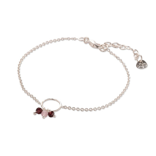 Careful Garnet Rose Quartz Bracelet Silver Plated