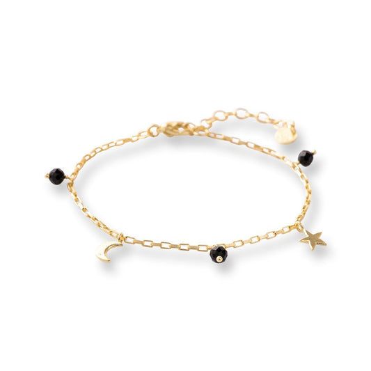 Charmed Black Onyx Bracelet Gold Plated