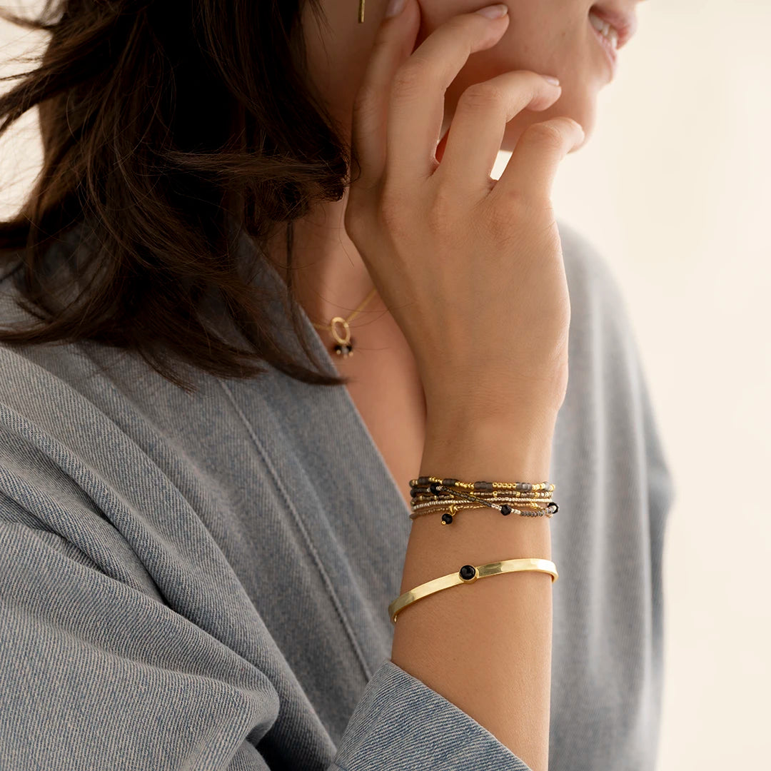 Sensitive Black Onyx Bracelet Gold Plated