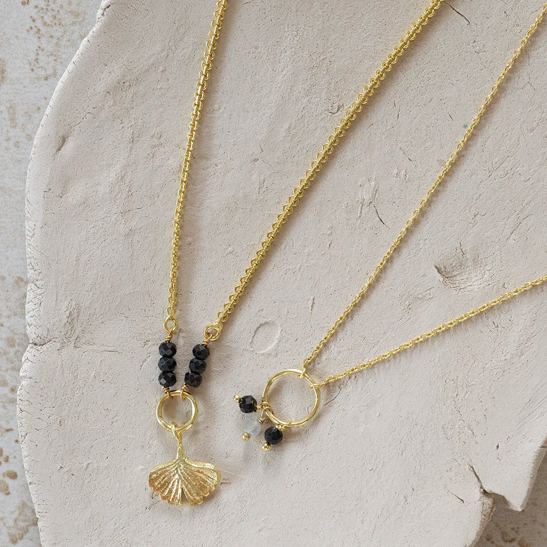 Sentiment Black Onyx Labradorite Necklace Gold Plated