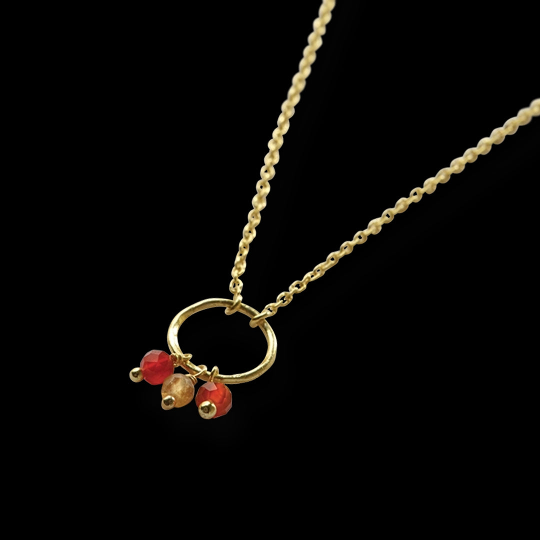 Sentiment Carnelian Citrine Necklace Gold Plated