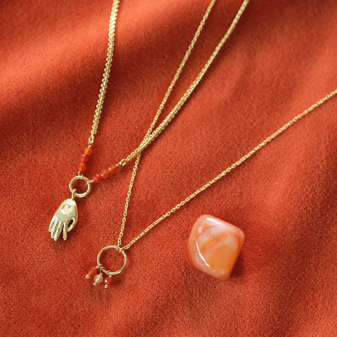 Sentiment Carnelian Citrine Necklace Gold Plated