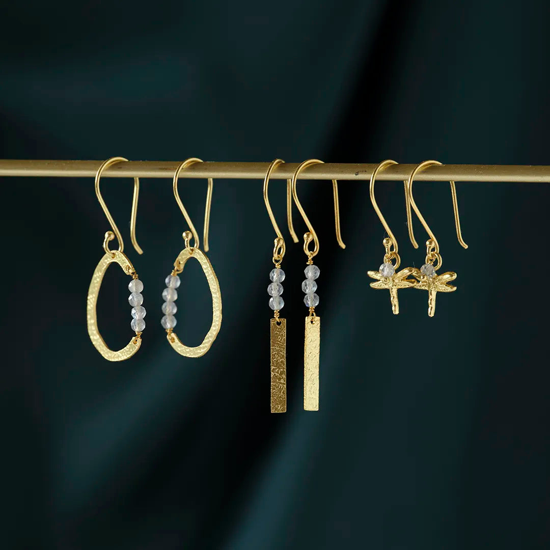 Generous Labradorite Earrings Gold Plated