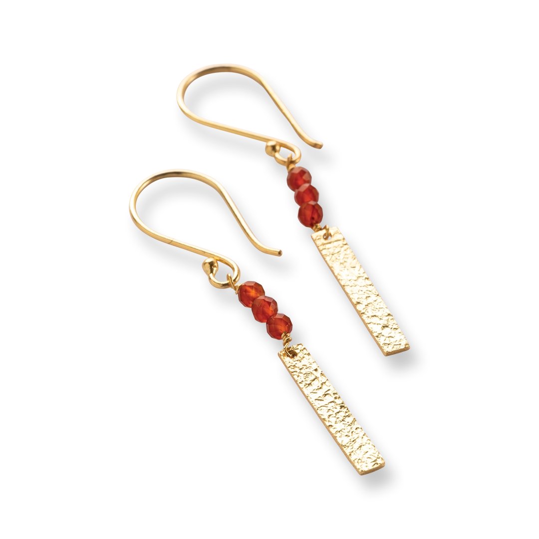 Bar Carnelian Earrings Gold Plated