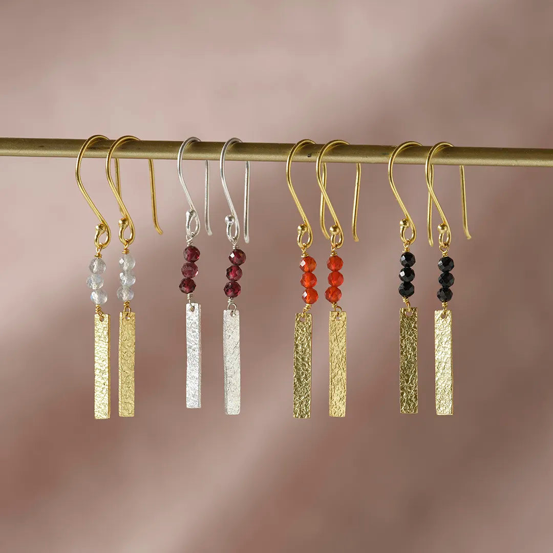 Bar Carnelian Earrings Gold Plated