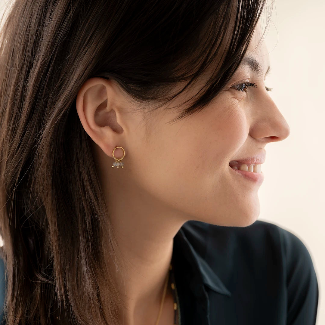 Genuine Labradorite Earrings Gold Plated