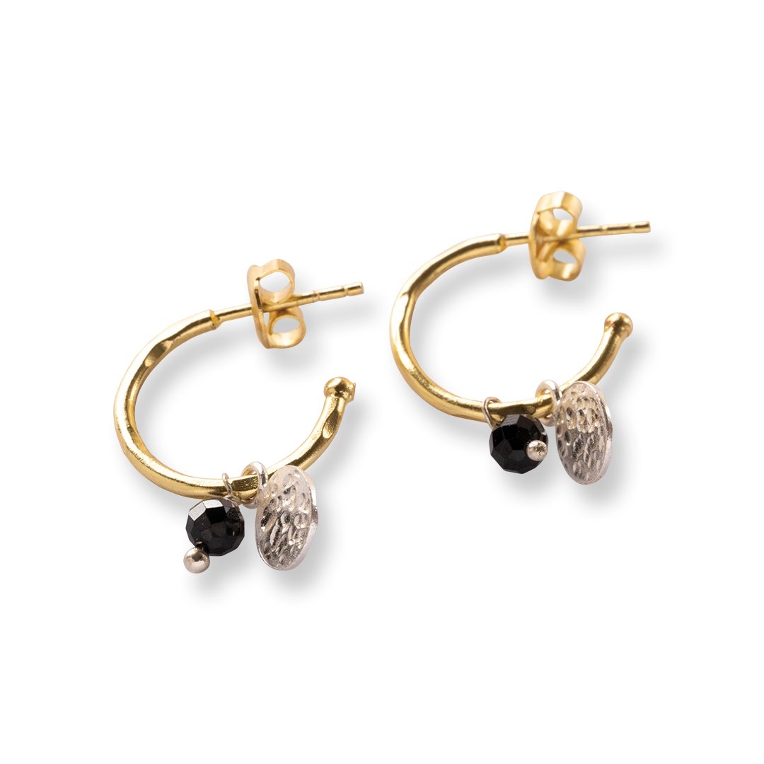 Sincere Black Onyx Earrings Gold Plated