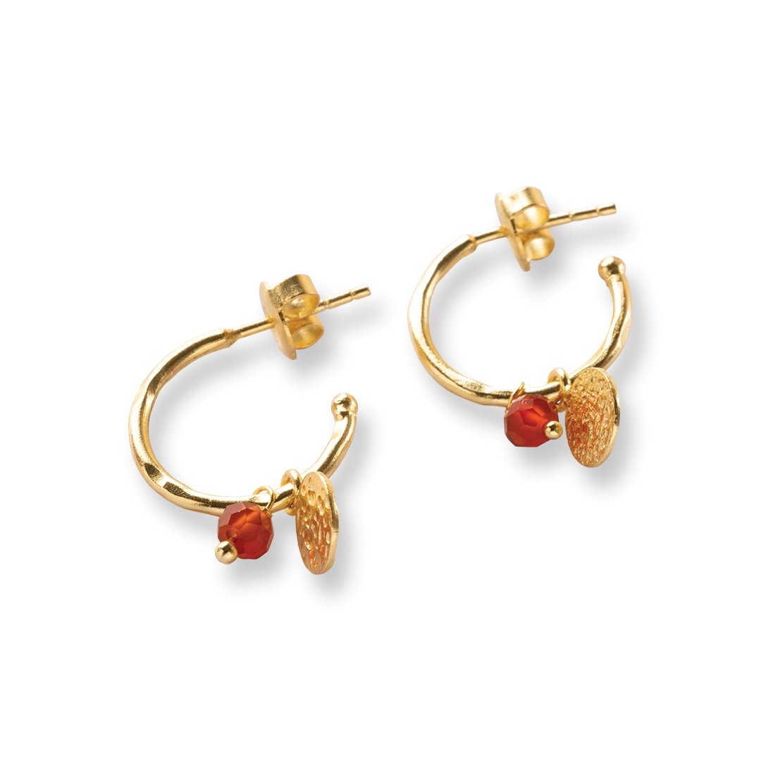 Sincere Carnelian Earrings Gold Plated