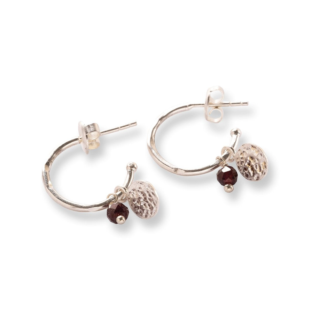 Sincere Garnet Earrings Silver Plated