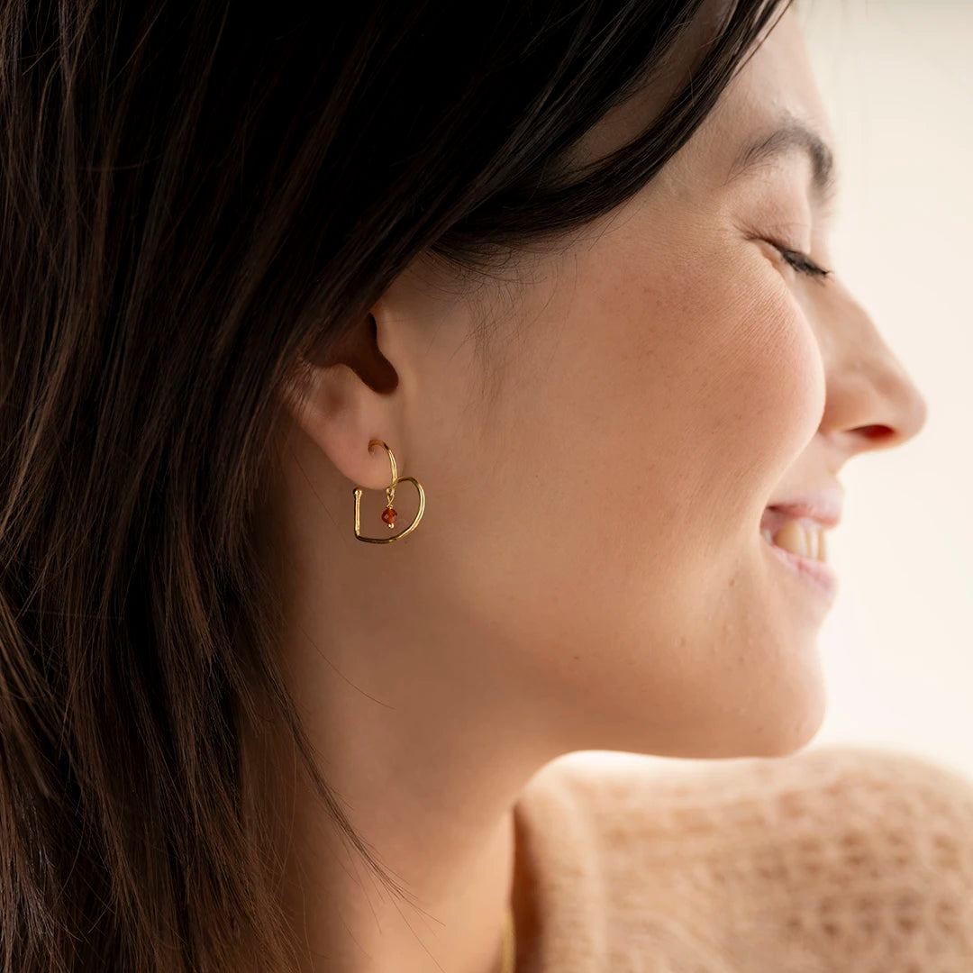 Cheery Carnelian Earrings Gold Plated