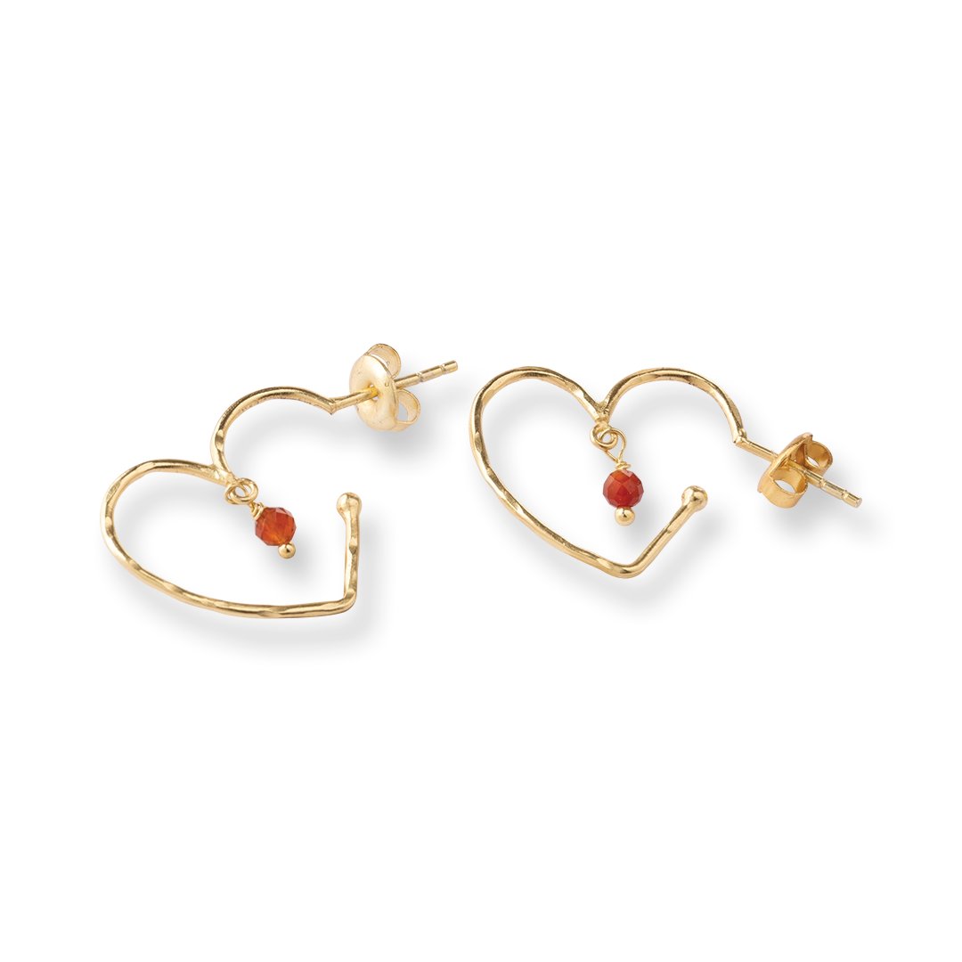 Cheery Carnelian Earrings Gold Plated